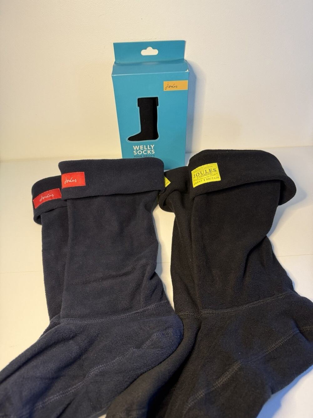NWT 3 PAIR New Joules Black & Navy Fleece Rain Boots Welton Welly Insert Socks